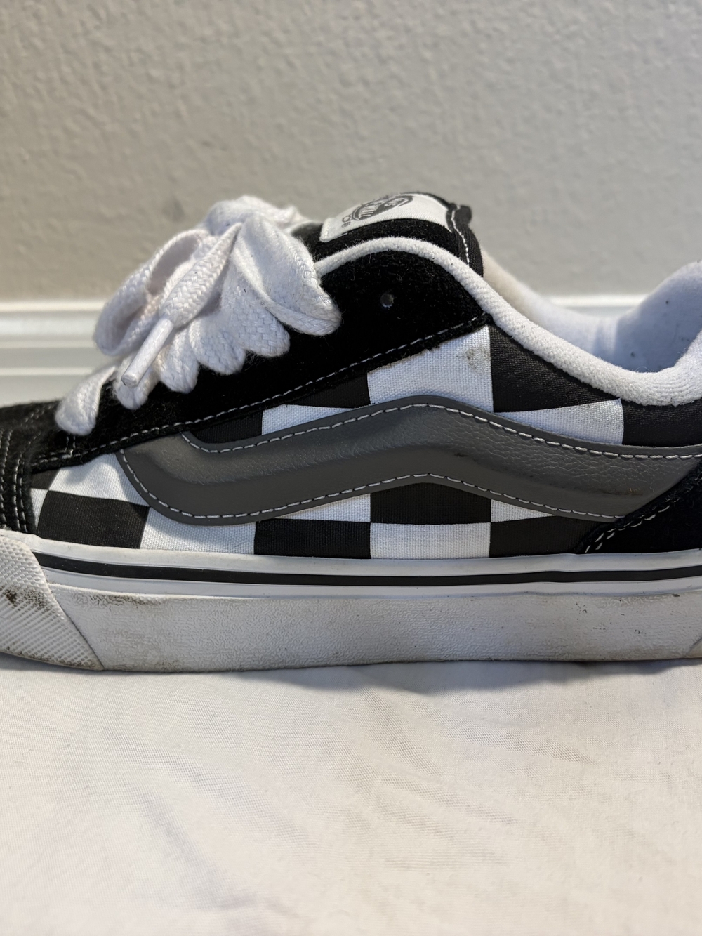 Vans Men's Checkerboard Lace-Up Skate Shoe in Black/White